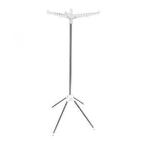 Relaxdays Séchoir à Linge, pour 27 cintres, Pliable, Charge Max 15 kg, H x P : 143 x 56 cm, Blanc/Argent