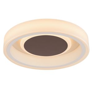 Globo Lighting Plafonnier LED, rond, marron, blanc, P 35,5 cm, GOFFI - GLOBO