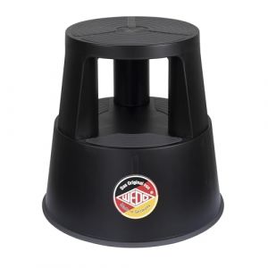Wedo Super Step Tabouret à roulettes en Plastique incassable - Pied d'éléphant - Certifié TÜV GS - Fabriqué en Allemagne - Antidérapant - Hauteur : Environ 43 cm - Charge maximale : 150 kg - Noir