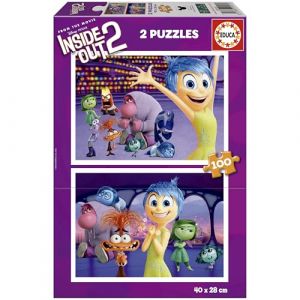 Educa 2 Puzzles en Carton de 100 pièces avec Les Images de Inside Out 2, Double Plaisir. Cadeau Parfait pour Les Filles et Les garçons de 6 7 8 Ans (20100)