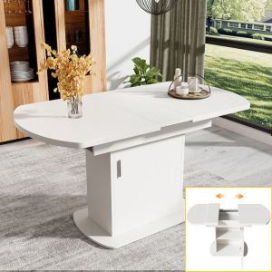 Table &agrave; Manger Extensible - 110/130x70x75cm - 6 Places - Design Moderne - Rangement Int&eacute;gr&eacute;