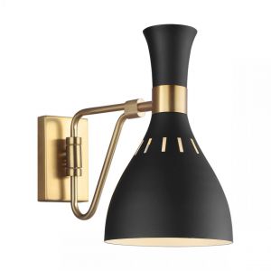Applique Murale Elstead Joan à 1 L ière, Noir Minuit, Laiton Bruni, E27
