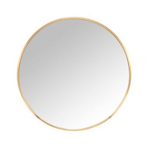 Relaxdays Miroir Rond avec Cadre, &Oslash; 40 cm, Mural pour Couloir, Salle de Bain, Salon, dor&eacute;