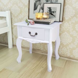 VidaXL Table de chevet MDF Blanc