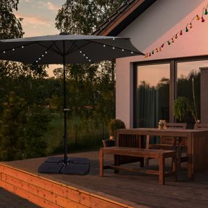 Parasol droit lumineux 24 LED - Ø 2,95 m - 180 g/m² - anthracite - GREEN & GROW