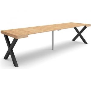 Table console extensible, Console meuble, 300, Pour 14 personnes, Pieds bois massif, Style moderne, Chêne - Skraut Home