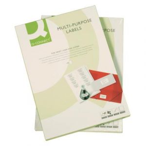 Q-connect 925212 Lot de 1200 Etiquettes adhésive coins droits imprimante jet encre laser copieur boîte 100 feuilles 105 x 48 mm Assorties