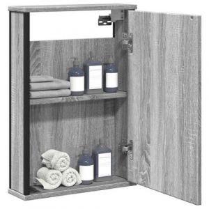 VidaXL Armoire à Miroir de Salle de Bain, Placard Mural de Toilette avec Miroir, Meuble de Rangement, Moderne, Sonoma Gris 842434