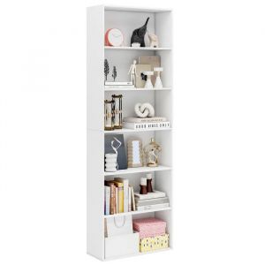 COSTWAY Biblioth&egrave;que, &Eacute;tag&egrave;re Ouverte 6 Niveaux, Range-Livres au Sol, 178 cm de Haut, 2 Kits Anti-basculement, Meuble Case de Rangement, pour Salon,