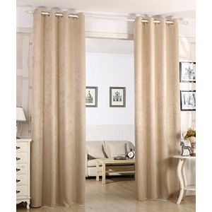Image de WOLTU VH5883ch-2 Lot de 2 Rideaux Opaques avec &oelig;illets, Lourds Rideaux occultants, Thermiques, Aspect &eacute;cras&eacute;, pour Salon, Chambre &agrave; Coucher, Cuisine, 135 x 245 cm, Champagne