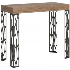 Console extensible bois clair et pieds métal anthracite 14 personnes 40 à 300 cm Gisa