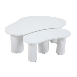 Oviala Table basse gigogne en m&eacute;lamin&eacute; blanc