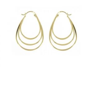 Boucles D'oreilles Cr&eacute;oles - Bijouxia - Ovales - Plaqu&eacute; Or 3 Microns - Hauteur 3,8 Cm Avec Pochette