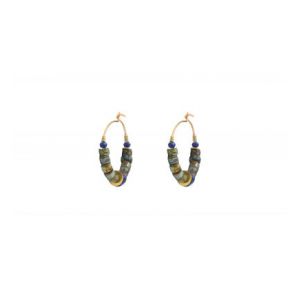 Image de Satellite Boucles d'oreilles créoles fantaisie lapis lazuli turquoise I bleu Bleu
