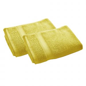 Lot de 2 serviettes de toilette 50x100 jaune en coton