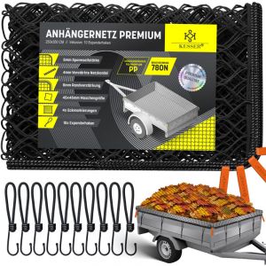 Image de Filet de remorque à mailles fines avec crochets Filet de remorque avec corde de tension, cordelette de filet & 8mm de renforcement des bords pour