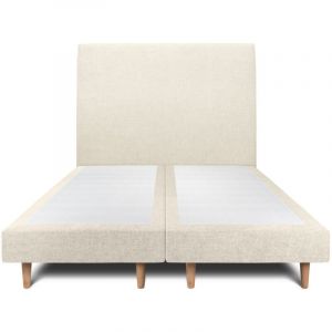 Lit avec tête de lit tapissier tissu et double sommier tapissier gris anthracite Hauteur totale : 29cm