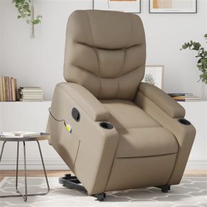 VidaXL Fauteuil Inclinable de Massage, Chaise de Relaxation avec Dossier et Repose-pied R&eacute;glables, Si&egrave;ge de Salon Salle de S&eacute;jour, Moderne, Cappuccino Similicuir