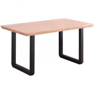 Pegane Table à manger rectangulaire en bois coloris chêne nordique pieds noir - longueur 150 x profondeur 90 x hauteur 77 cm -
