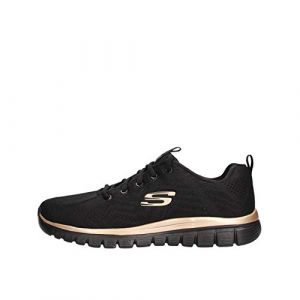 Skechers Sport Femme Graceful Get Connected Sneakers,Noir/ Or Rose,38 EU