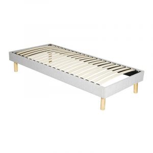 Adrien - Solide et Confortable Sommier Tapissier gris + Pieds en 20 cm pour matelas en 120x200 - 2 x 13 Lattes - Montage Rapide et Facile