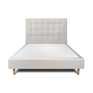 Lit avec tête de lit capitonnee velours et sommier Gris clair 150x190