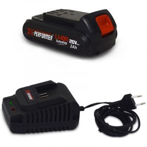 X-Performer Batterie CONCEPT 20V Lithium 2 Ah compatible pour la gamme d'outils Electro-portatifs + Chargeur unclus