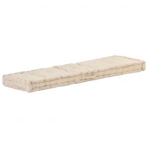 VidaXL Coussin de plancher de palette Coton 120x40x7 cm Beige