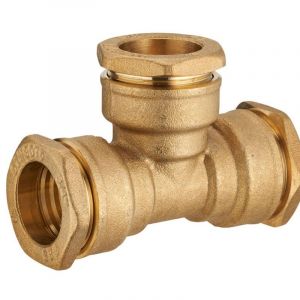 Quick Plomberie Centrale Brico - Raccord te &agrave; compression laiton D.20 pour tube en poly&eacute;thyl&egrave;ne