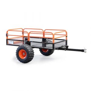 wiltec Remorque basculante 680kg avec grille et parois amovibles Remorque pour tondeuse autoportée
