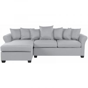Beliani Canapé angle côté droit en tissu gris clair 3 places VIKNA