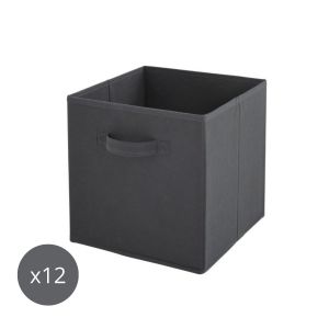 Box and beyond Lot de 12 bacs de rangement - gris anthracite - 27x27x27cm