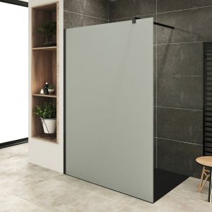 ROMA-BLACK Paroi douche Italienne 80x200cm opaque, verre 10mm, profil&eacute;s noirs