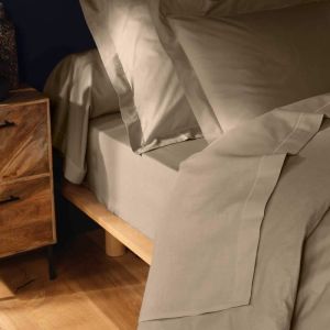 Drap housse 140x190 cm - Bonnet 30 cm - 100% coton - Sable