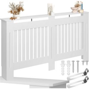 TecTake Cache-radiateur VILA design &agrave; lattes avec &eacute;tag&egrave;re - Habillage de radiateur, habillage chauffage, panneau radiateur 152,5 x 19 82 cm