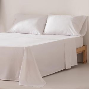 Parure de draps en 100% coton blanc 90x200 + 45x115cm