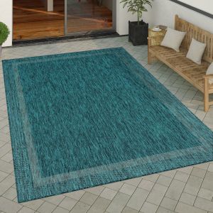 Tapis Exterieur Terrasse Balcon Tapis Cuisine Moderne Motif Geometrique Motif Abstrait 80x150 cm, Turquoise - Paco Home