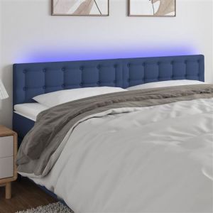 VidaXL Hoofdbord LED 160x5x78/88 cm stof blauw3122058