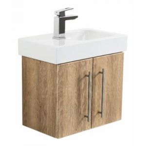 Image de Emotion Meuble SDB avec vasque de Keramag Icon XS 53 cm décor chêne gauche