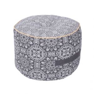 Deko and Co Pouf rond Slub Ambroise anthracite - 40x30 cm