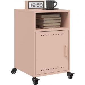 VidaXL Tables de chevet 2 pcs rose 36x39x59 cm acier, armoire, meubles de chambre à coucher, support de téléphone, armoire d'appoint