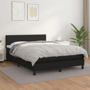 VidaXL Sommier à Lattes de Lit avec Matelas, Lit Rembourré, Lit Double, Lit Adulte de Chambre à Coucher Intérieur, Moderne, Noir 140x190 cm Similicuir 3140999