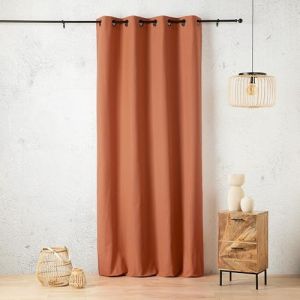 LINDER Rideau Toile Effet Lin tiss&eacute; - Tiss&eacute; et Teint en France - Coloris Marron Rouille - Dimensions 135x260cm - 60% Polyester 40% Coton - Collection Toile Aspect Lin