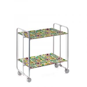 Don hierro Table Roulante Pliante Bauhaus, 2 Plateaux, Châssis Gris Aluminium.-80