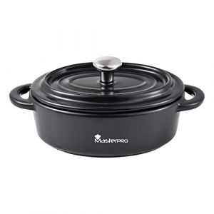 Cocotte Ovale Masterpro Grès Noir Noir (16 X 9,8 X 4,5 Cm)
