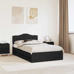 VidaXL Cadre de lit avec tiroir Noir 120 x 190 cm Bois Ing&eacute;nierie