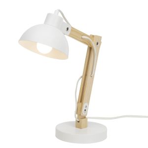 Image de Brilliant AG MODA-Lampe à poser Métal & Bois Naturel H59cm Blanc