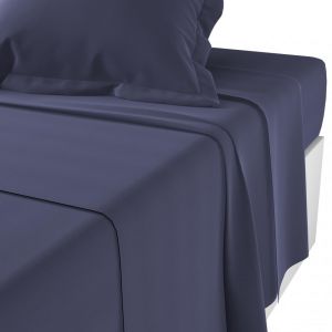 Drap plat coton TERTIO - Bleu Indigo