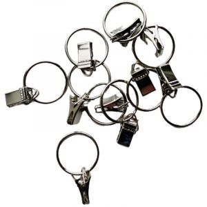 10 Anneaux pour rideaux avec pince &oslash; 18mm a 22 mm nickel satine Coloris - Nickel