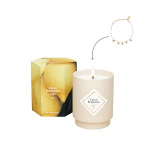 My Jolie Candle Bougie Parfumée avec Bijou Citron Bergamote Bracelet Or